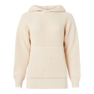 Thakoon Front Pocket Hooded Sweater in Cream Wool Blend Knit Size Small